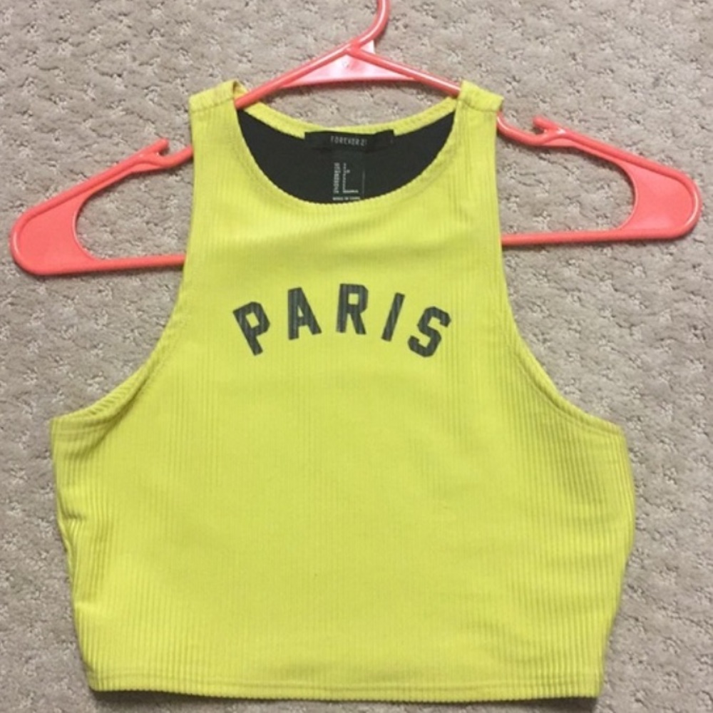 Neon yellow Paris Croptop